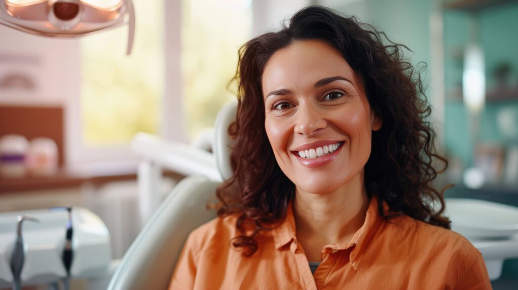 Adult patient smiling in orthodontist's office